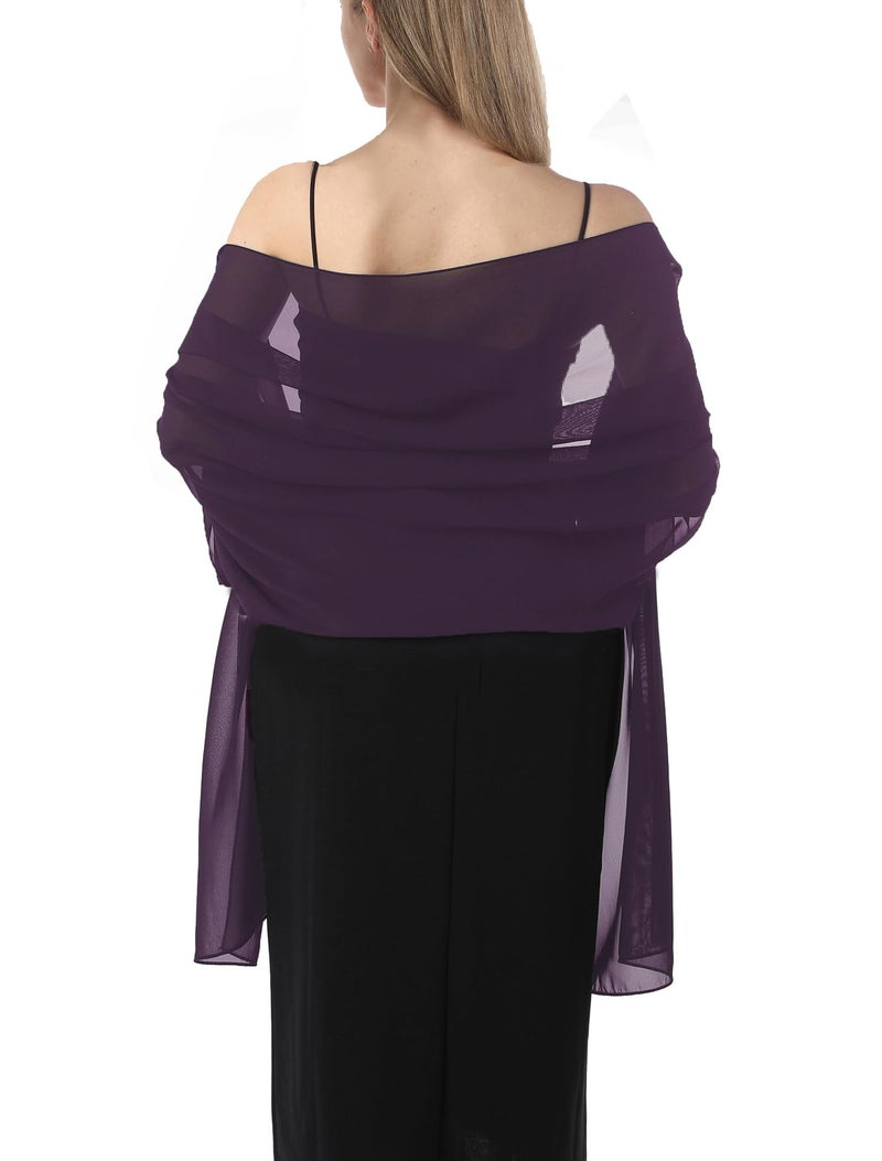 Hotshawl شالات شيفون هوتشوال للفساتين المسائية للنساء، وشاح ناعم أنيق، وشاح زفاف، شال زفاف (برقوق، مقاس واحد) - Image 2